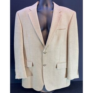 Jos A Banks Mens 42R 100% Silk Sport Coat Jacket Sand Tan Beige